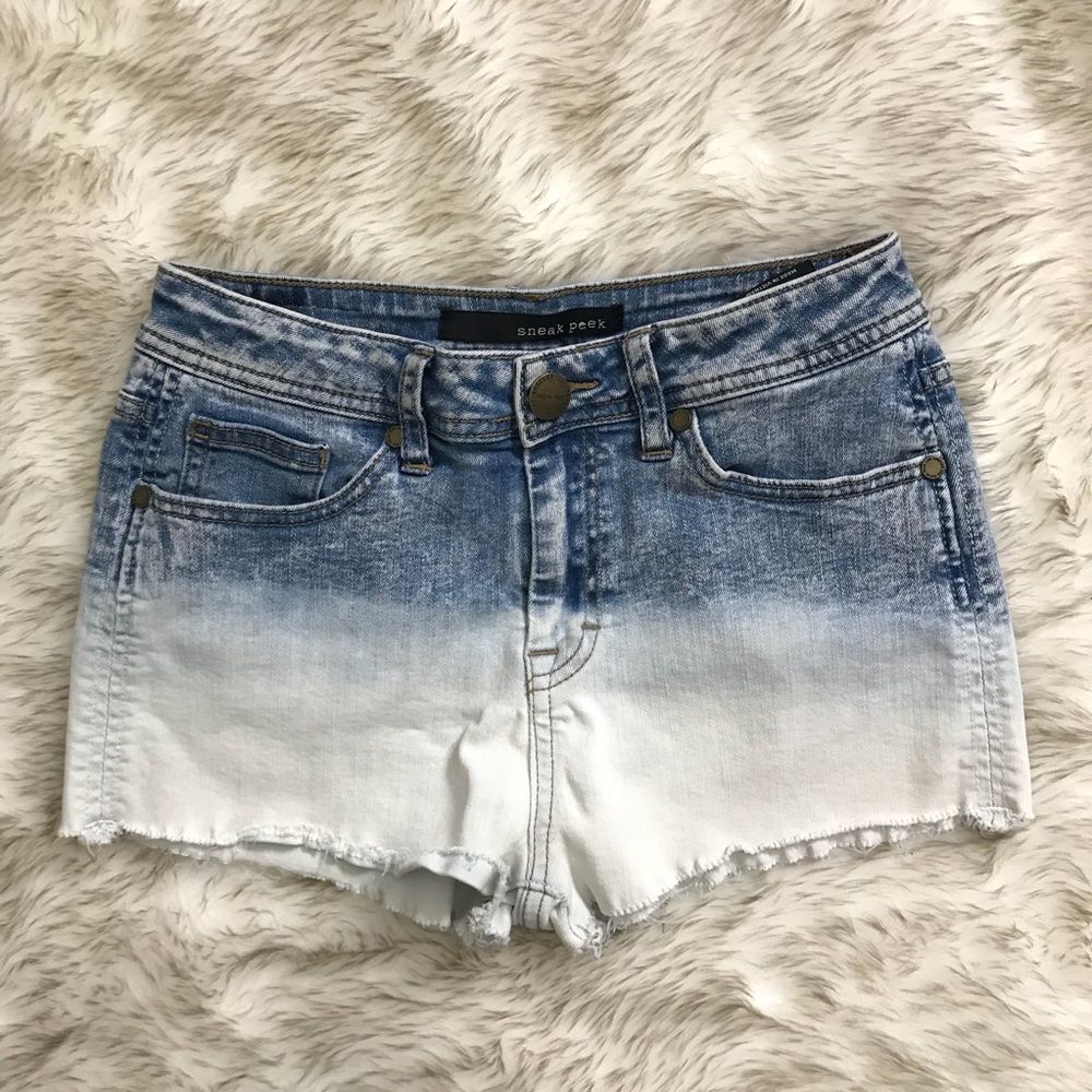 Ombré denim shorts